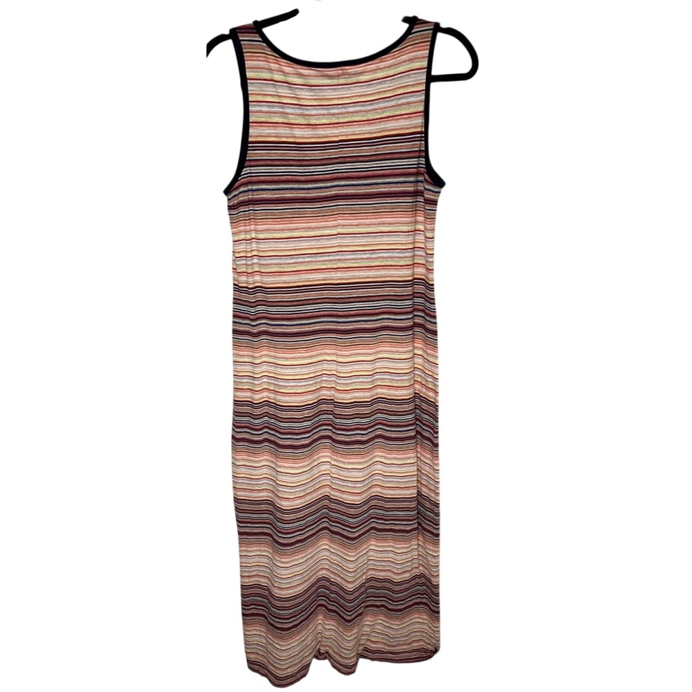 Tommy Hilfiger 100% Cotton Striped Tank Maxi side slit Dress Comfy Athleisure M - Picture 4 of 7